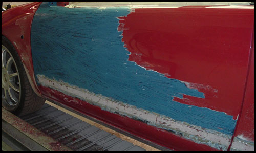 Scraping off old paint