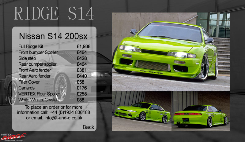 Nissan S15 Vertex Ridge Bodykit and price list