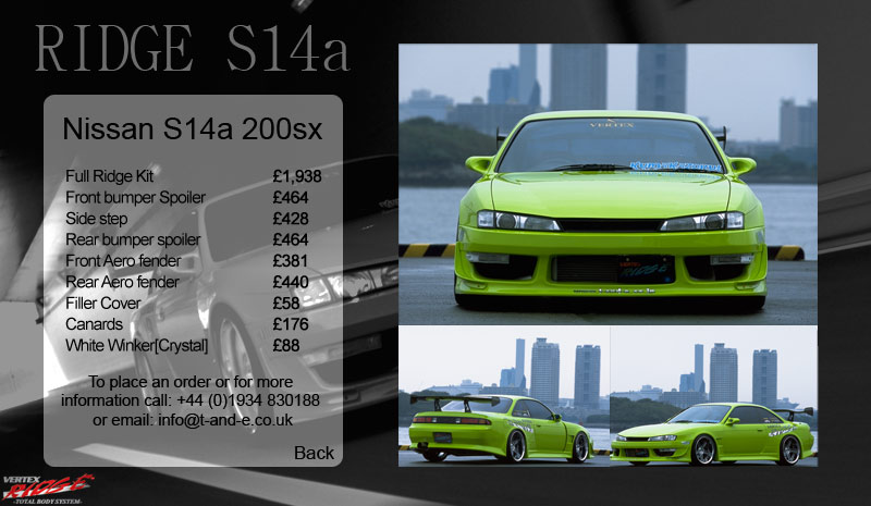 Nissan S14a Vertex Ridge Bodykit and price list