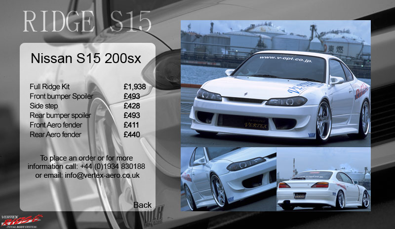 Nissan S15 Vertex Ridge Bodykit and price list
